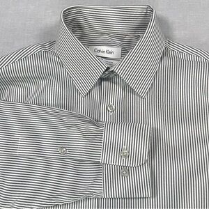 Calvin Klein Dress Shirt Grey Stripe Men’s 14.5 32/33 Classic Fit Cotton